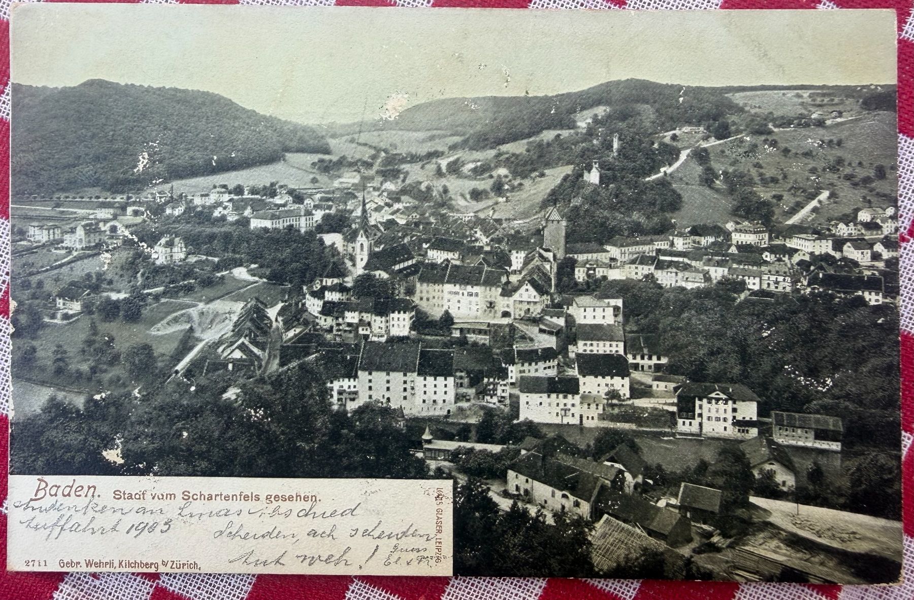 Ansichtskarten: BADEN - vom Schartenfels gesehen 1903 - Ansichtskarte – Gebraucht aus Tegerfelden von siebenmacky