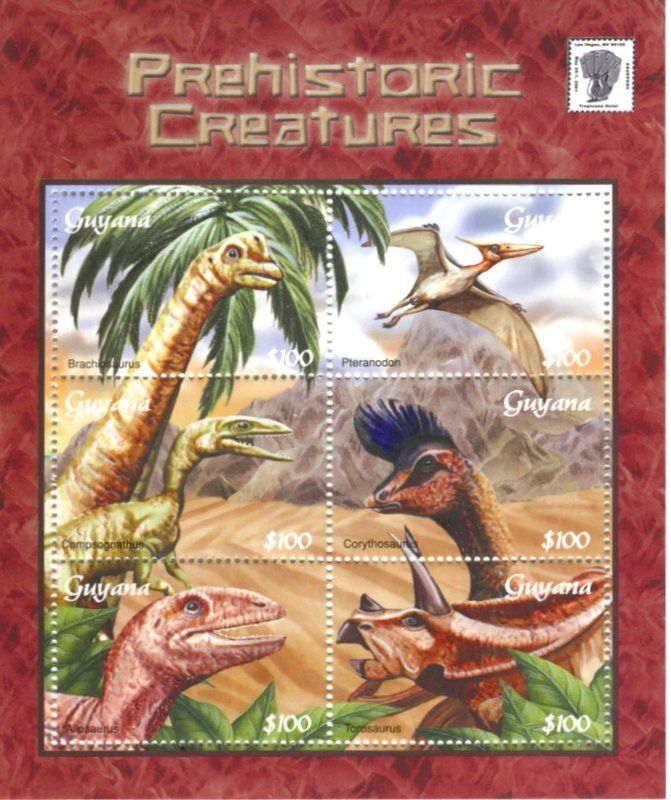 Tous les timbres: Block "Dinosaurier". Guyana – Neuf avec emballage d'origine à Basel par Butsch5