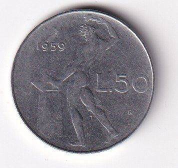 Alle Münzen: Italien 50 Lire 1959 – Gebraucht aus Neuchâtel von karlpierrino
