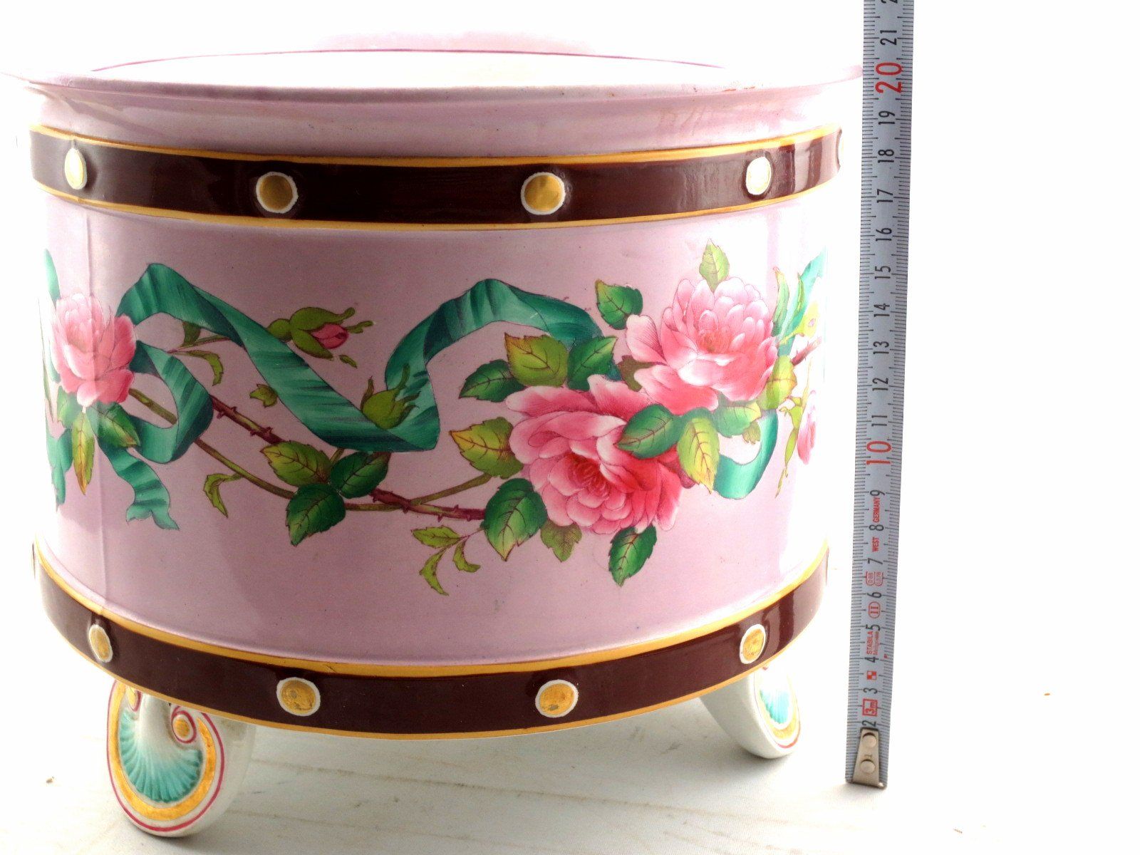 Blumentöpfe: Cache pot Minton 19e roses rubans Blumentopf Pflanzentopf – Gebraucht aus Noville von ceram 7