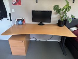 Schreibtisch mit Schubladencontainer Holz