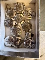 Lot de 10 boutons décoratifs argentés style amérindien