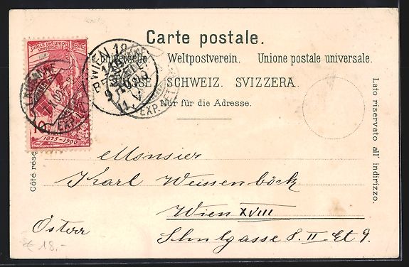 Ansichtskarten: Litho Zürich, Postgebäude, Panoramabli – Gebraucht aus Berlin von bartko-reher 1