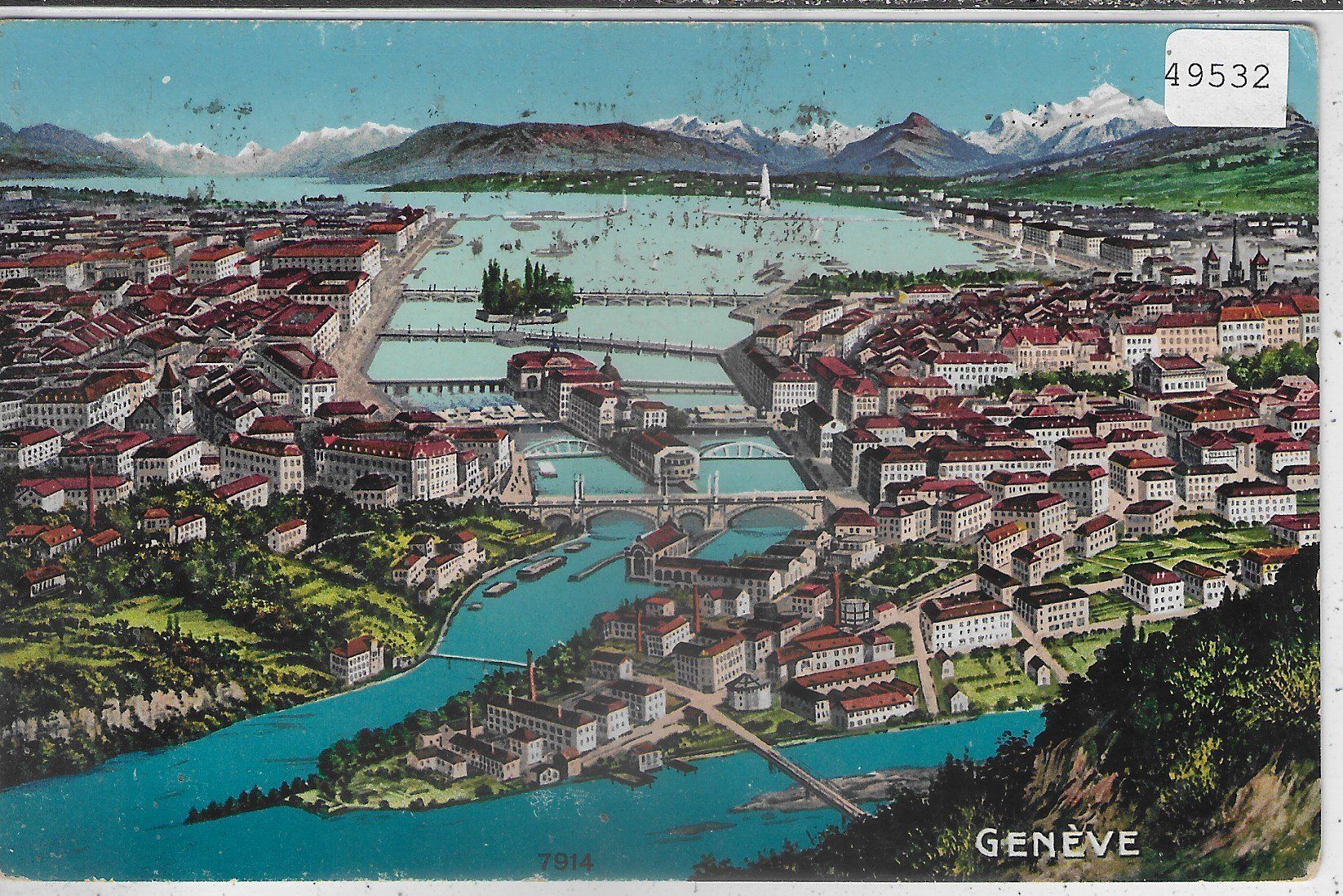 Cartoline postali: Geneve - Panorama - Litho – Usato da Ettingen venduto da Kartenplanet