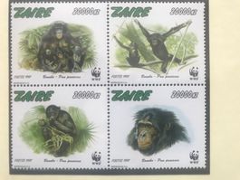 WWF Zaire 1997 Satz Bonobo Affen postfrisch 4er-Block