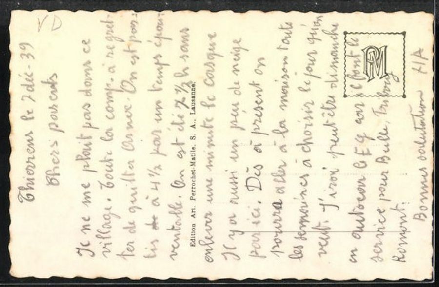 Cartoline postali: Arnex sur Orbe, le Collège, datée 1939 – Usato da Frauenfeld venduto da POML 1