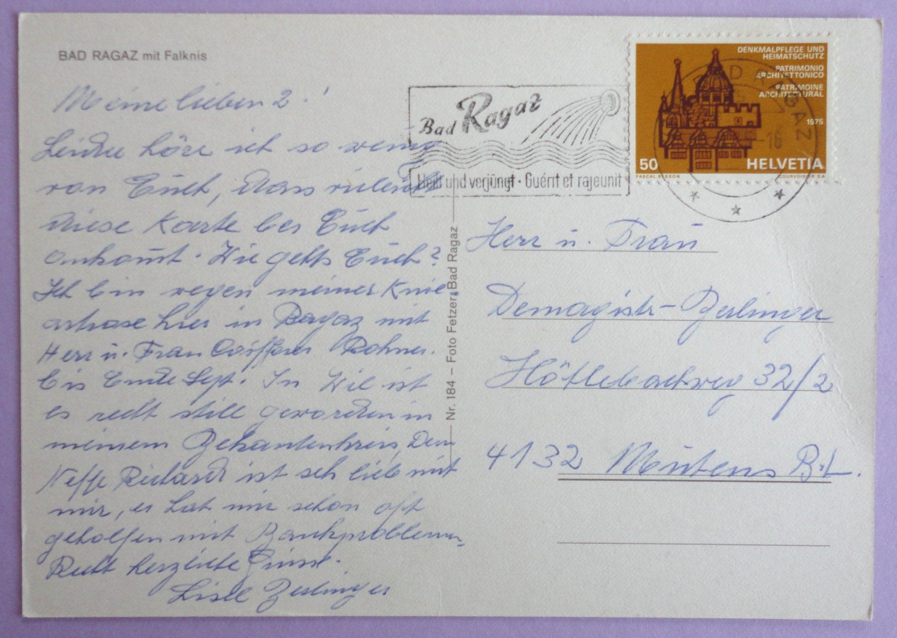 Cartoline postali: Bad Ragaz mit Falknis – Usato da Fétigny venduto da Billy2miny 1