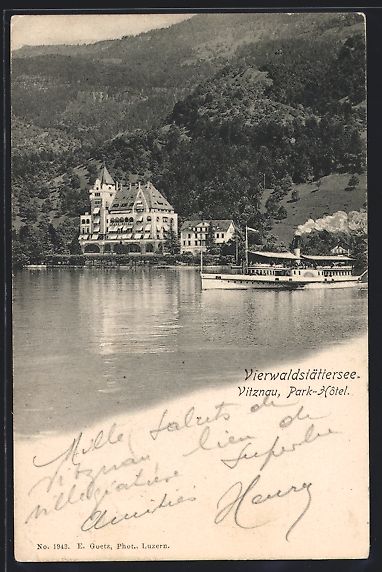 Cartoline postali: Vitznau /Vierwaldstättersee, Park-Hotel – Usato da Berlin venduto da bartko-reher