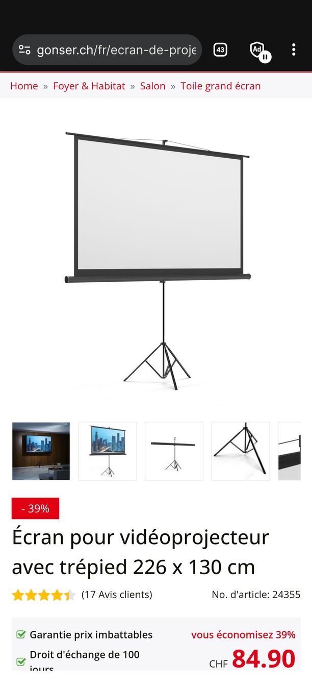 Altri Accessori: écran géant de projection - neuf - encore dans le carton – Nuovo e nell'imballaggio originale da Biel/Bienne venduto da mar_xym9