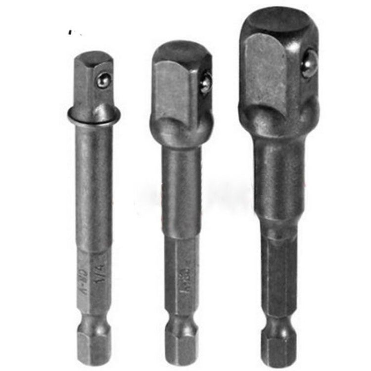Stecknuss-Adapter-Set, 3-tlg. – 1/4", 3/8", 1/2", Farbcodiert, Für Werkzeug & Bohrmaschinen