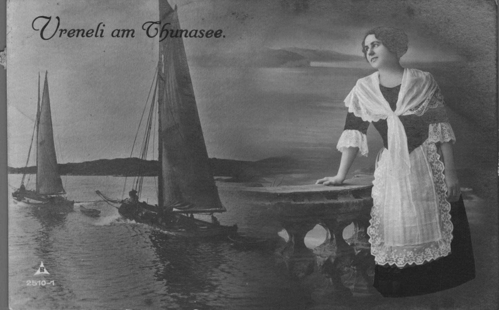 Cartoline postali: Alte Ansichtskarte vom Vreneli vom Thunersee, 1916 Bahnpost – Usato da Luzern venduto da Kartenansicht