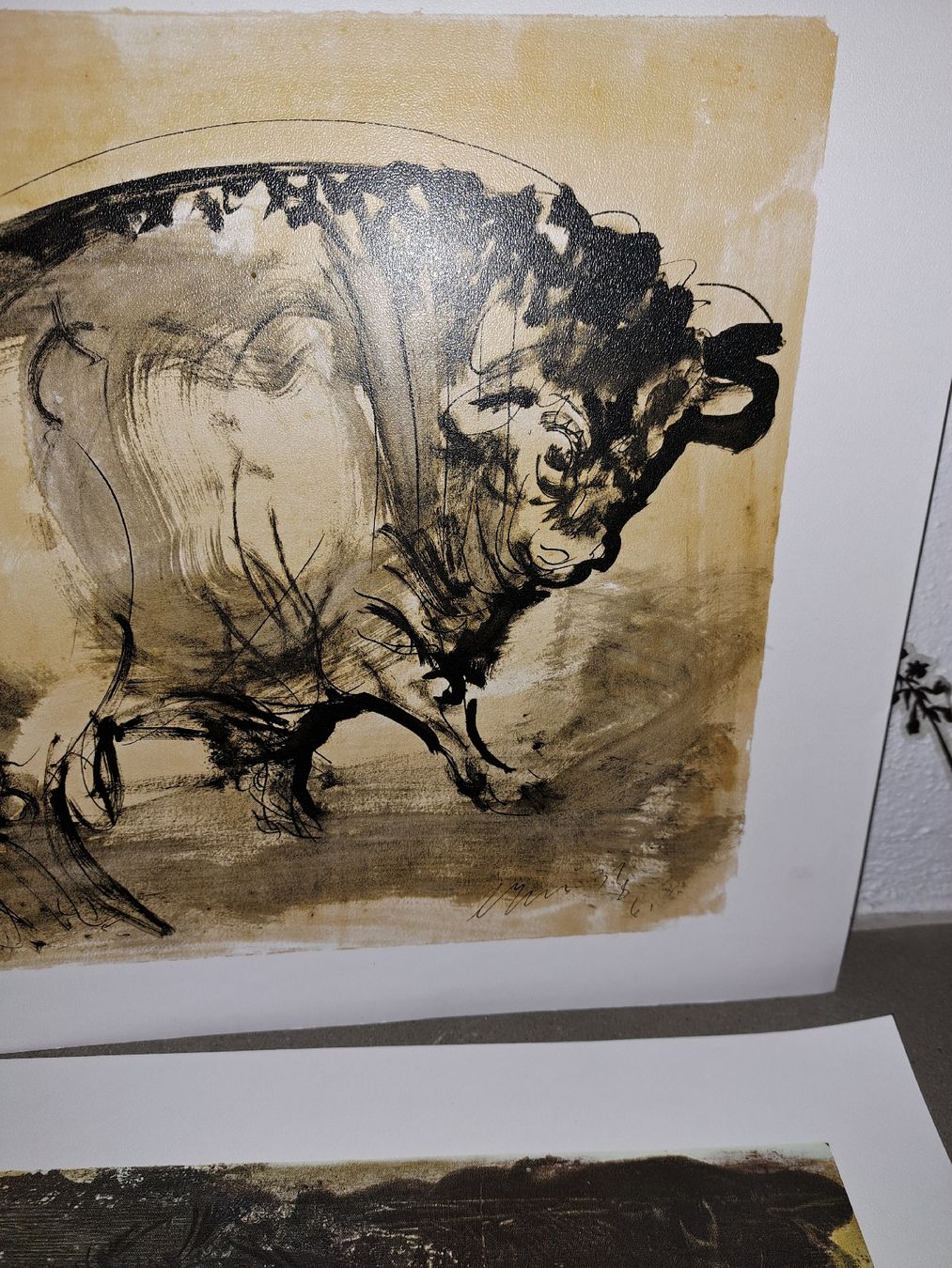 Grafica & Litografie: Hans Erni Kunstdrucke, Mutter mit Kind & Stier, 1965,  – Usato da Kölliken venduto da Upcycling-by-Mc-TAM 3