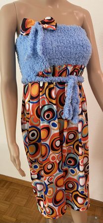 Retro Sommerkleid Gr./M – bunte Kreise, Bandeau-Stil! ☀️