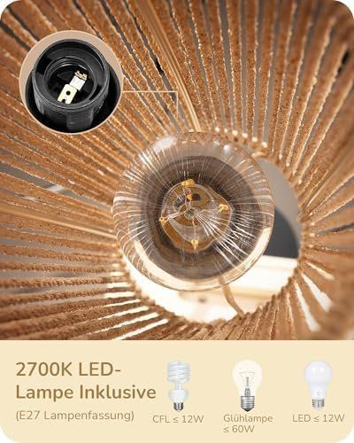 Lampade: Stehlampe Wohnzimmer LED Stehleuchte Lampenschirm gewebtem – Nuovo e nell'imballaggio originale da Hundwil venduto da pak_7zvn 3