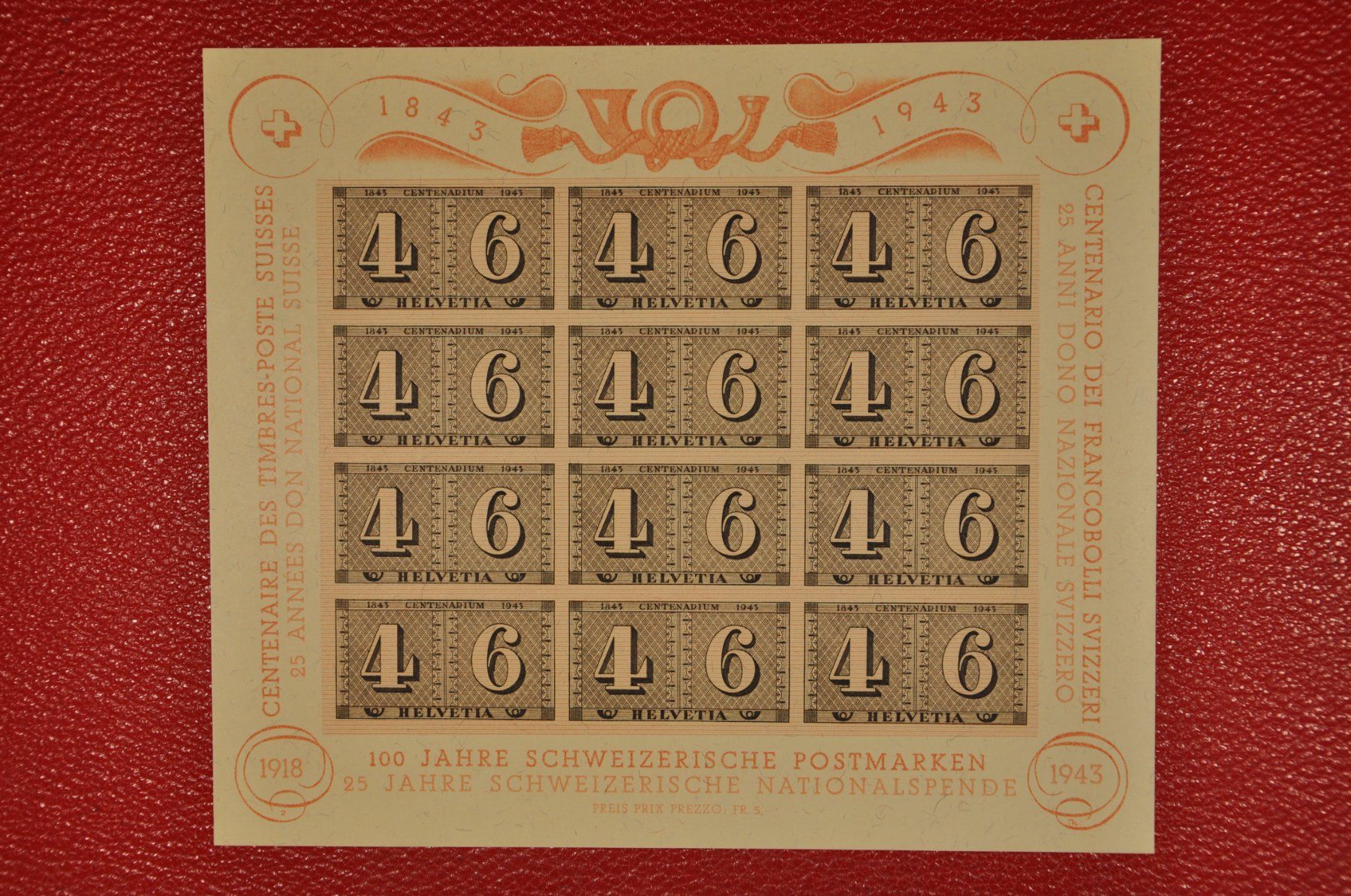 Tutti i francobolli: 1943 Luxusblatt W15 postfrisch – Nuovo (secondo la descrizione) da Wolfhalden venduto da Zinauktion