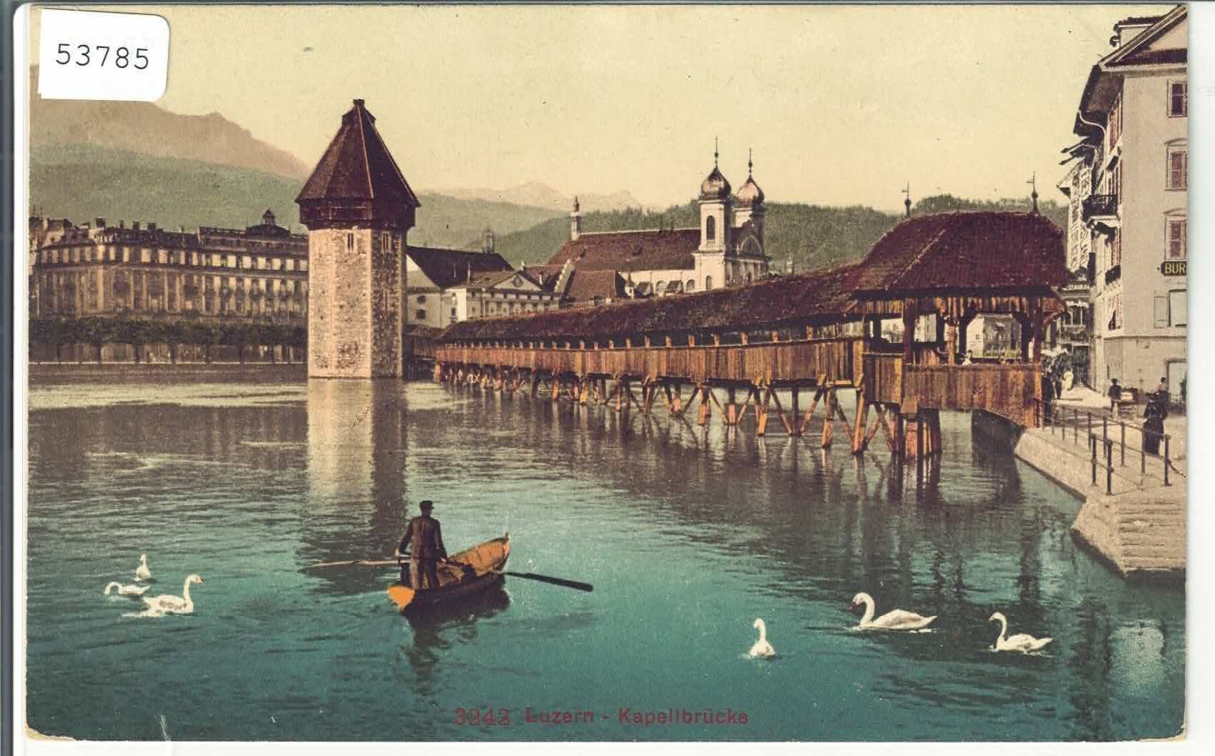 Cartoline postali: Luzern - Fischerboot, Schwäne - Litho – Usato da Ettingen venduto da Kartenplanet