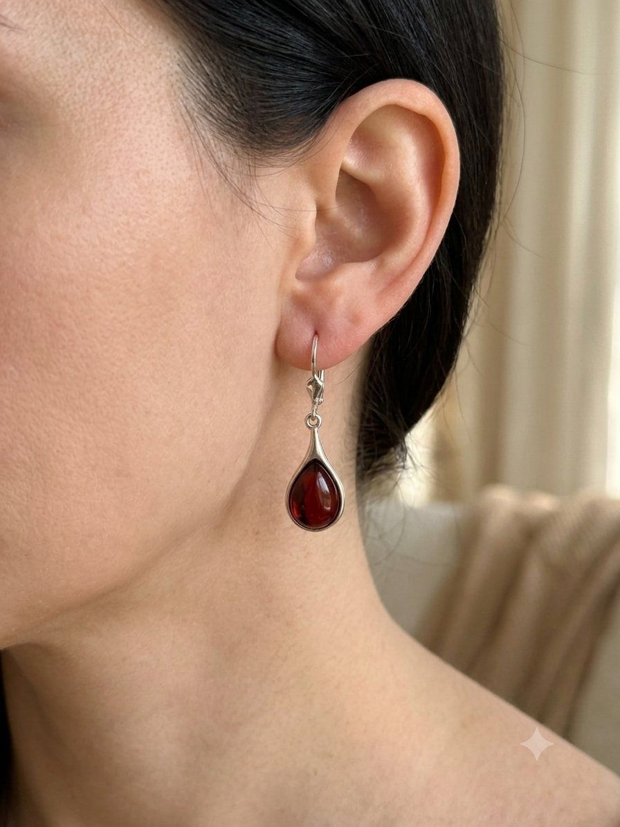 Orecchini pendenti & Orecchini a lobo: Bernstein Ohrhänger 925 Sterling Silber Tropfen – Nuovo e nell'imballaggio originale da Heiligkreuzsteinach venduto da schmucktime 1