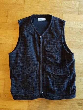Universal Works Brown Cedar Check Parachute Liner Gilet