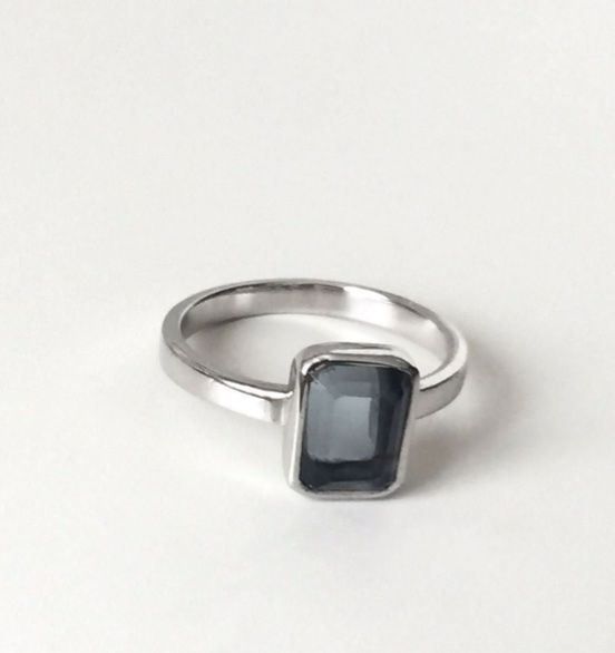 Anelli: Ring blau eckig 925 Silber rechteckig Klassiker Stapelring54 – Nuovo (secondo la descrizione) da Zürich venduto da goldfisch.schmuck 4