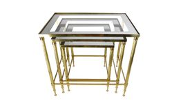 Vintage Satztische aus Messing & Glas – 3er Set