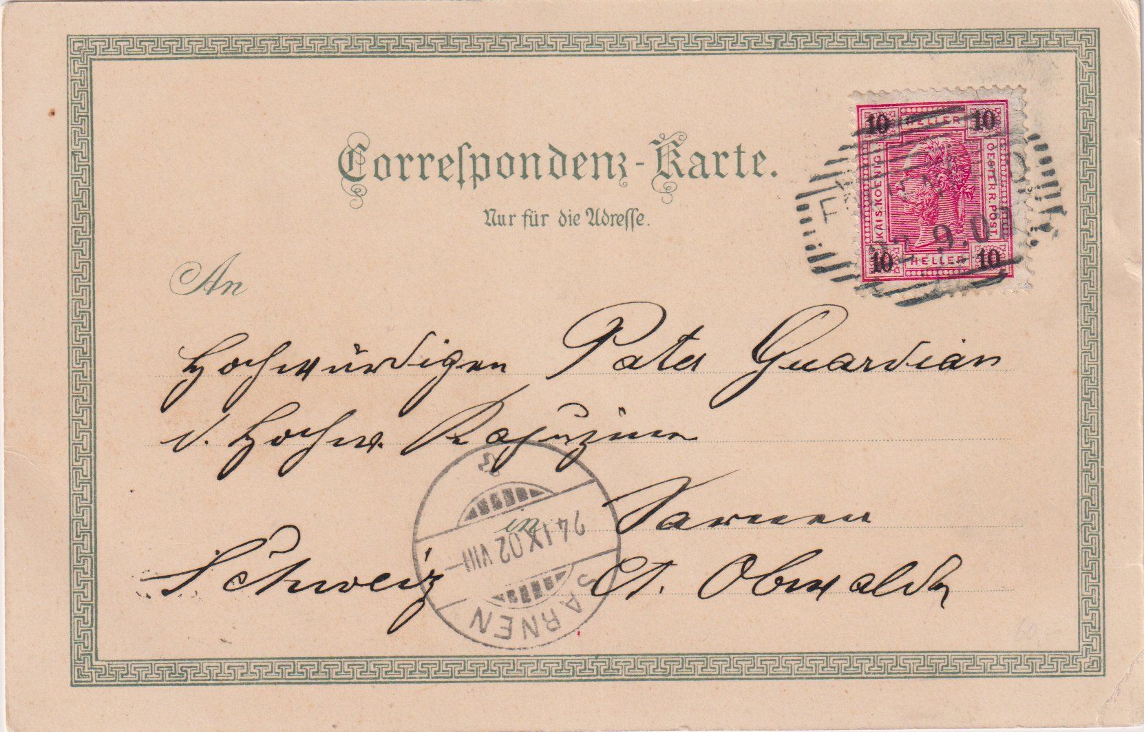 Cartoline postali: Ansichtskarte 1902 TRENS nach Sarnen – Usato da Eschlikon TG venduto da PhilCon 1