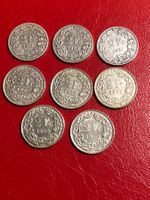 8 x 2 Franken Münzen Silber 1911 - 1961