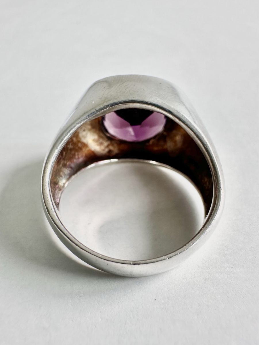 Anelli: Silverstar Statement-Ring mit violettem Stein / Gr. 60 – Usato da Bern venduto da neon317 5