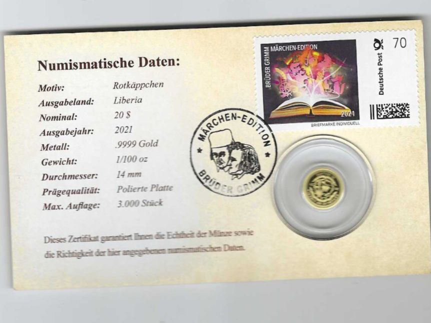 Tutti le monete: LIBERIA 20 DOLLARS MÄRCHEN EDITION BRÜDER GRIMM ROTKÄPPCHEN – Nuovo e nell'imballaggio originale da Dintikon venduto da bonita099 1