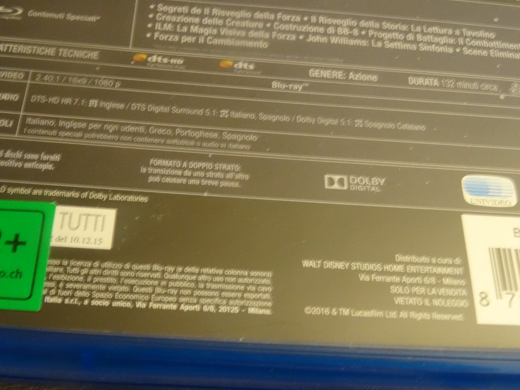 Alle DVDs: Star Wars: Il Risveglio Della Forza - Blu-Ray ENG / ITA – Gebraucht aus Olten von Disc-Verkauf 3