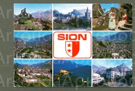 AK color Sion VS 8-Bild- Karte mit Wappen ≈ 1986