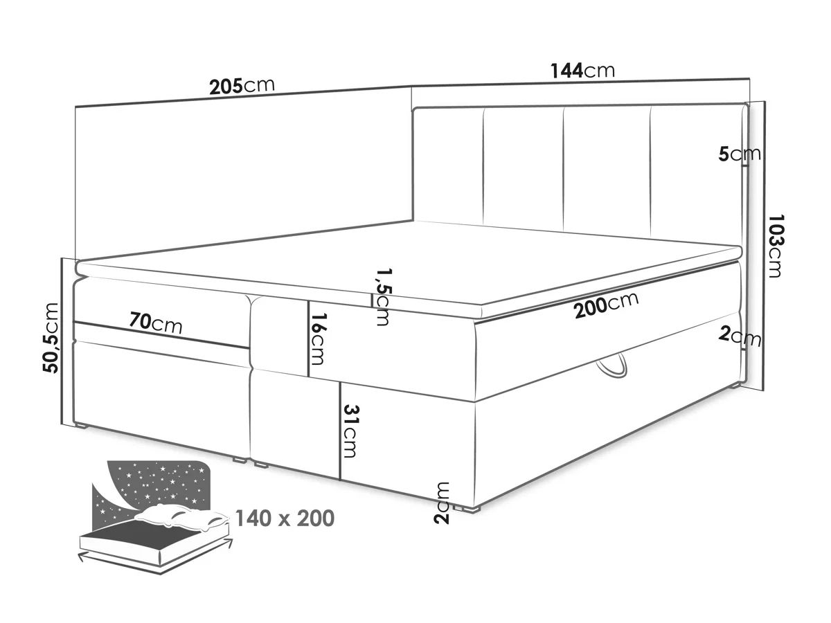 Betten: Boxspring Bett 1400mm – Gebraucht aus Untersiggenthal von Kneipi 3