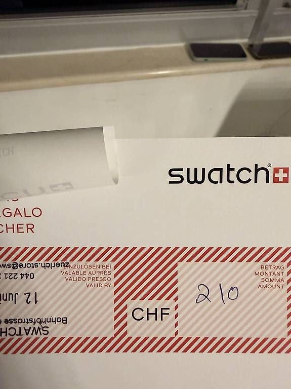 Gutscheine: 210 CHF Swatch Gutschein – Gebraucht aus Zürich von myf_rx75 1