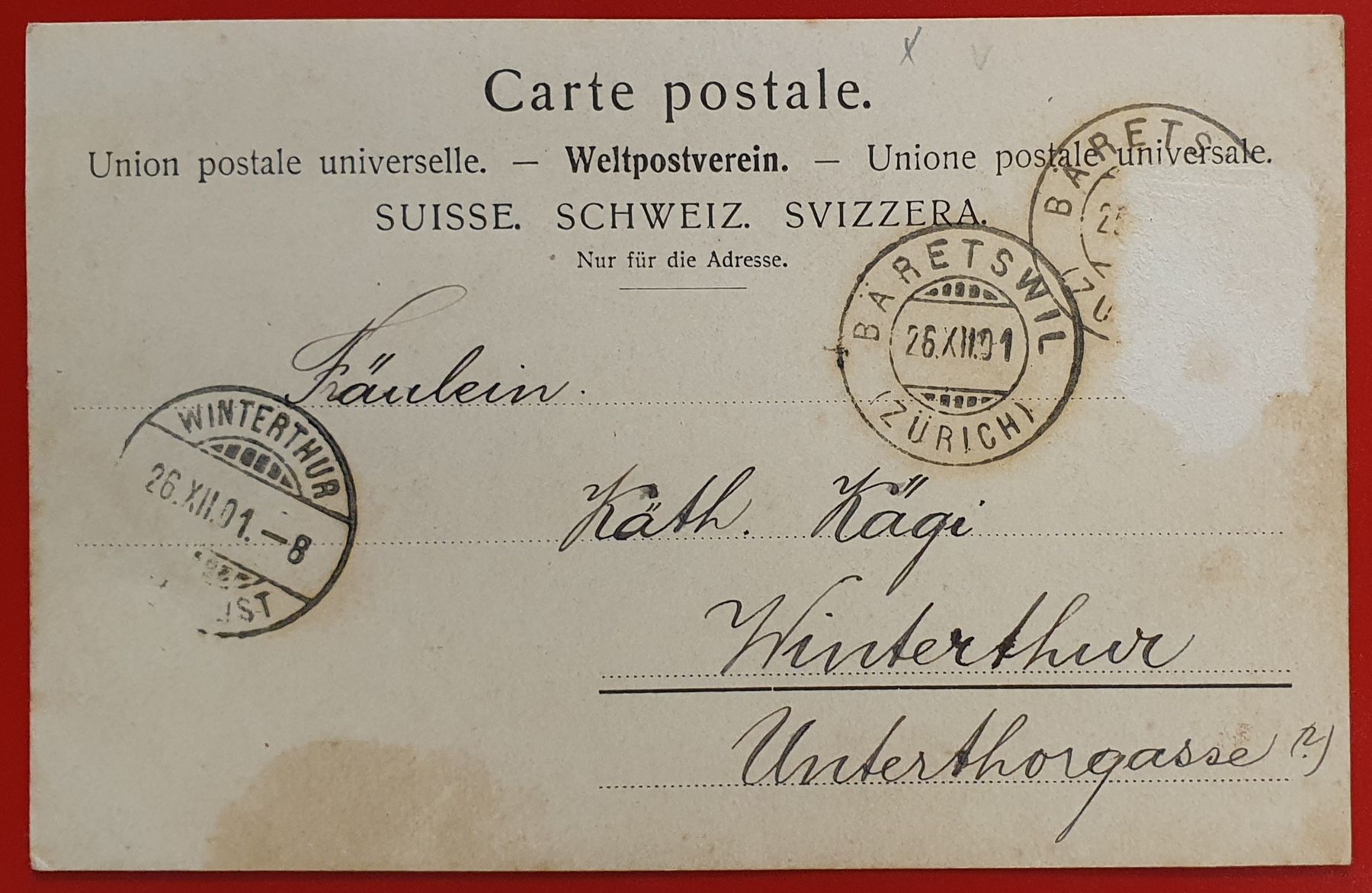 Cartoline postali: Gruss aus Bäretswil 1901 – Usato da Kreuzlingen venduto da Rschweiz1 1