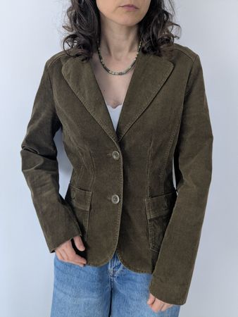 H&M Cord-Blazer Olivgrün Baumwolle , Gr.L