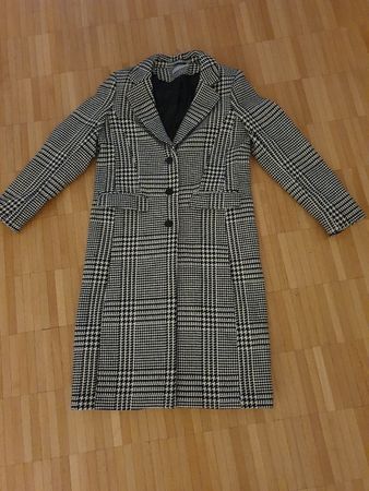 Damen Wintermantel Gr. 36 schwarz weiss kariert chic