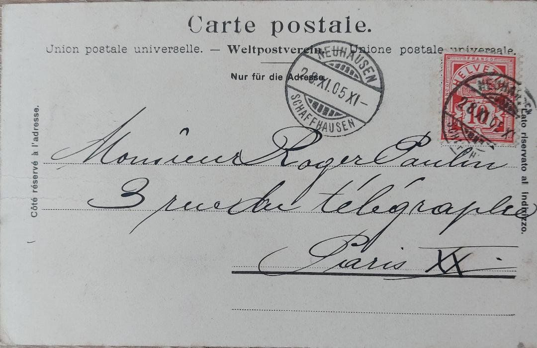 Cartoline postali: SCHAFFHAUSEN  -  Joh. v. Müller-Denkmal  - 1905 – Usato da Delémont venduto da Domdom1 1