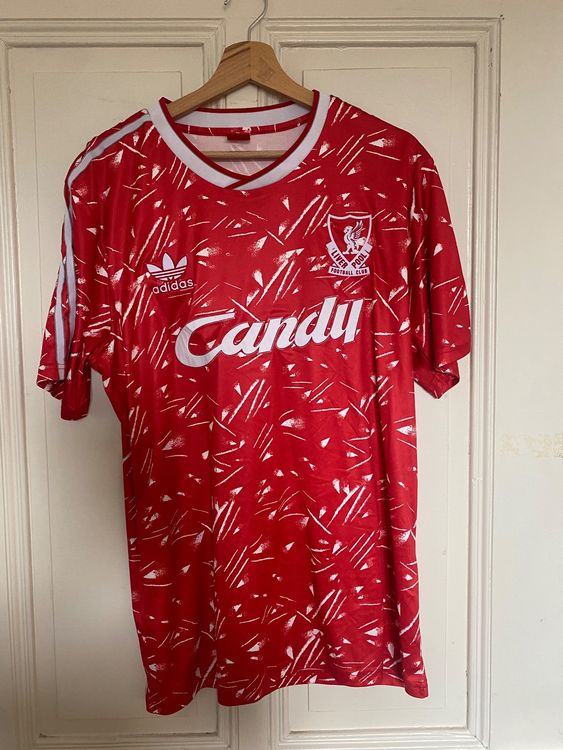 Maillot Liverpool Home 1989-1990 – Réédition Rétro – Taille Homme S (Petit) – Rouge Bonbon
