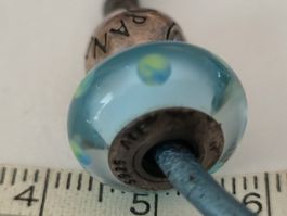 Pandora Lederband blau mit Glas-Charm Silber 925 Schmuck