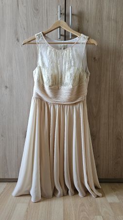 Kleid Sera Bella Spitze Chiffon cremefarben Grösse 40