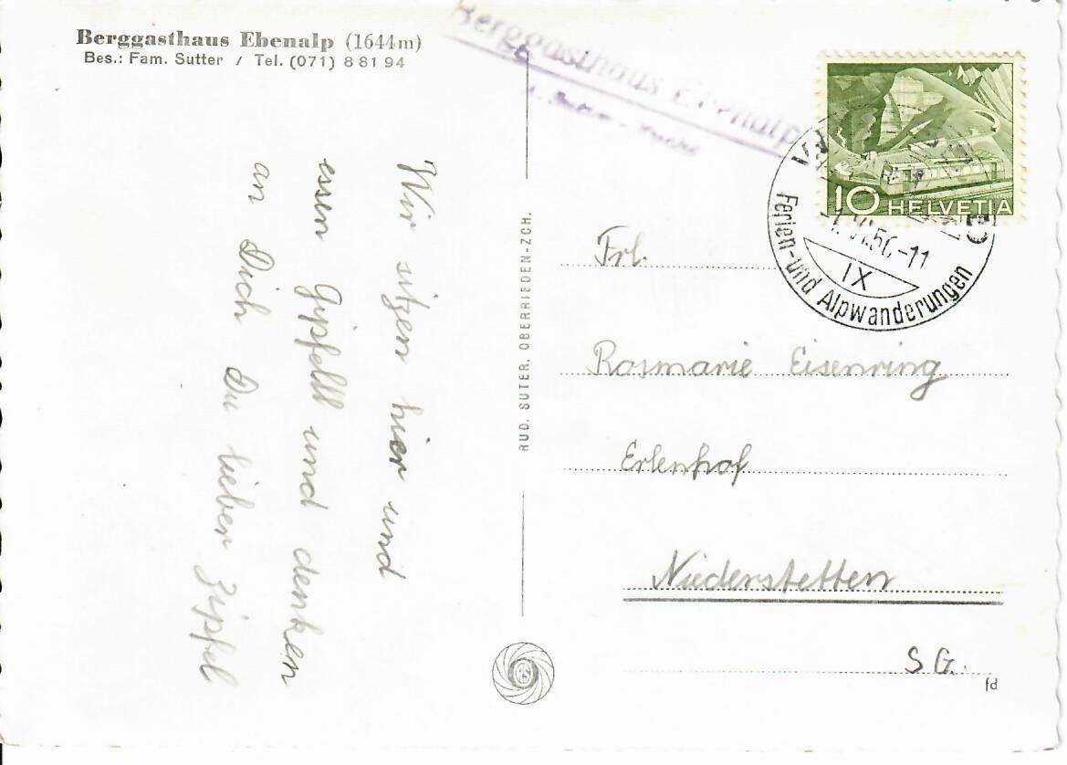 Cartoline postali: Berggasthaus Ebenalp – Usato da Hochdorf venduto da Ziegel-16 1