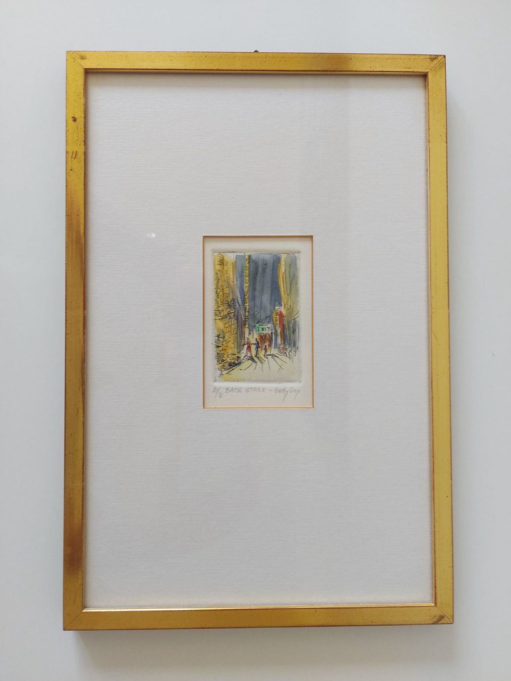 Dipinti: BETTY GUY  1920 - 2016  "Back Stage"  Radierung/Aquarell – Usato da Zürich venduto da Daniel517