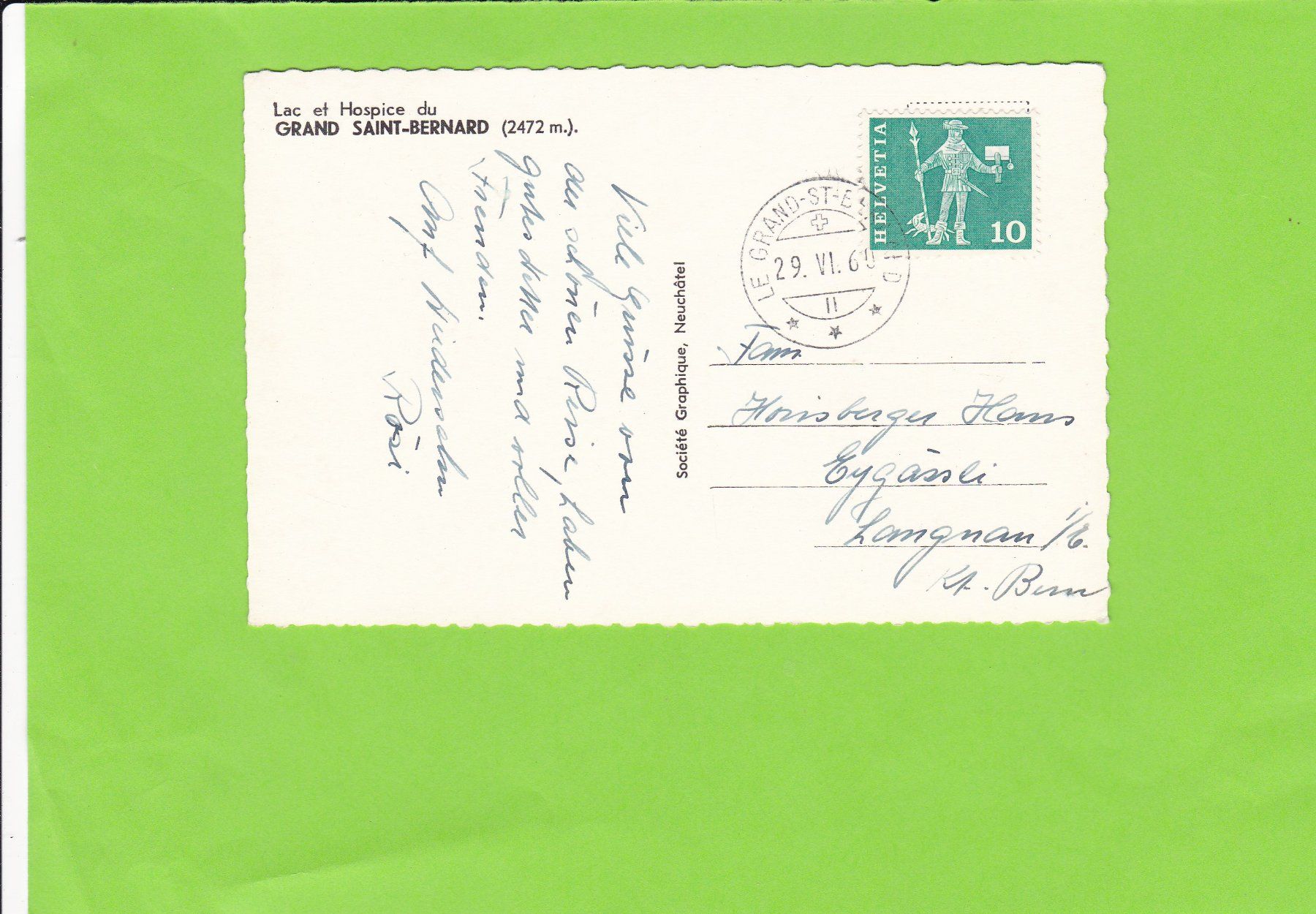 Cartoline postali: Hospice Grand Saint-Bernard – Usato da St. Peterzell venduto da neckertal 1