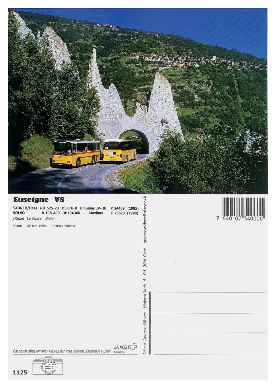 Ansichtskarten: Euseigne Herémence Val d'Hérens Postauto Saurer RH + Volvo – Neu (gemäss Beschreibung) aus Bern von AWiBe