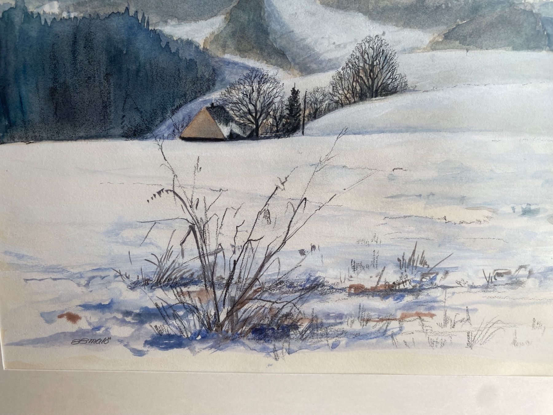 Dipinti: Aquarell Winterlandschaft / Schneelandschaft / Lueg Burgdorf – Usato da Burgdorf venduto da gre_2ftz 3