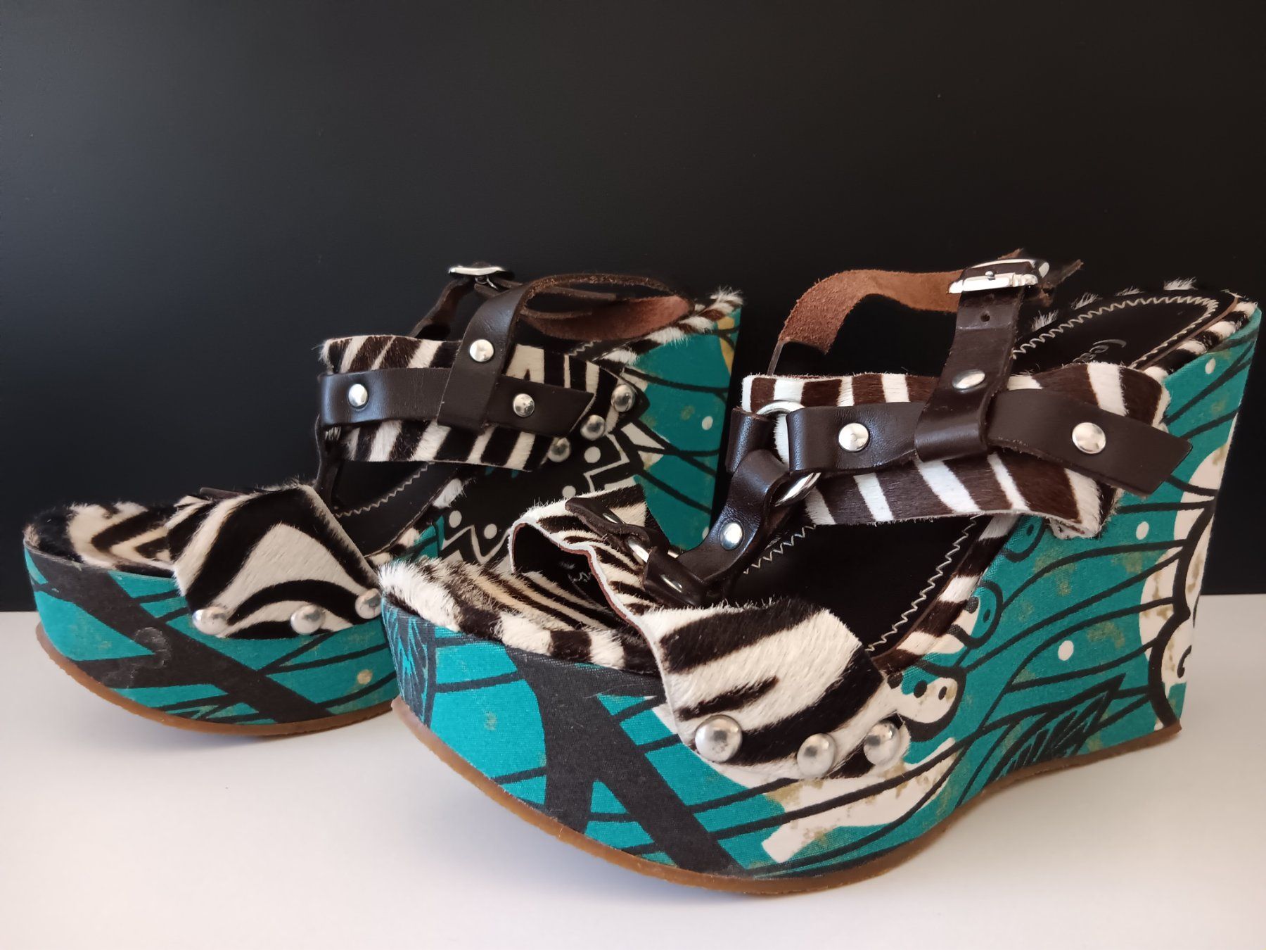 Scarpe da donna: CACHAREL Sandales turquoise-marron pointure 37 – Nuovo (secondo la descrizione) da Cossonay-Ville venduto da Les_1001_perles 2