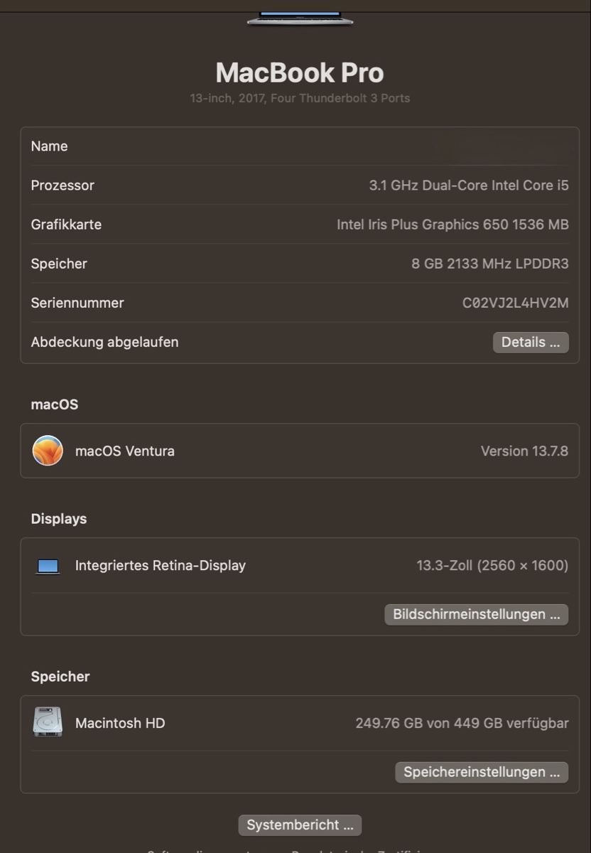 Apple Notebooks: MacBook Pro 13" (2017) – Gebraucht aus Winterthur von macalsto 4