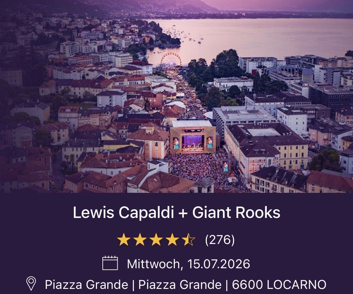 Lewis Capaldi + Giant Rooks Moon & Stars Locarno (Neu und ...