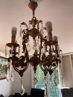 Lustre ancien bronze et cristal 5 bras bon état