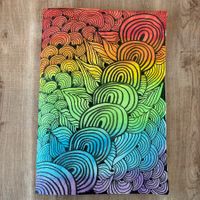 Handgemalte Karte mit Regenbogenfarben / Unikat
