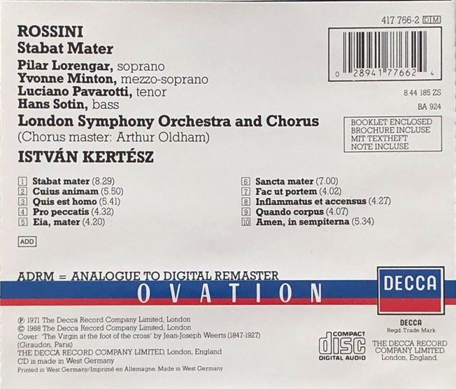 CD: Rossini - Stabat Mater (Kertész) – Usato da Grüningen venduto da azulblanco 1